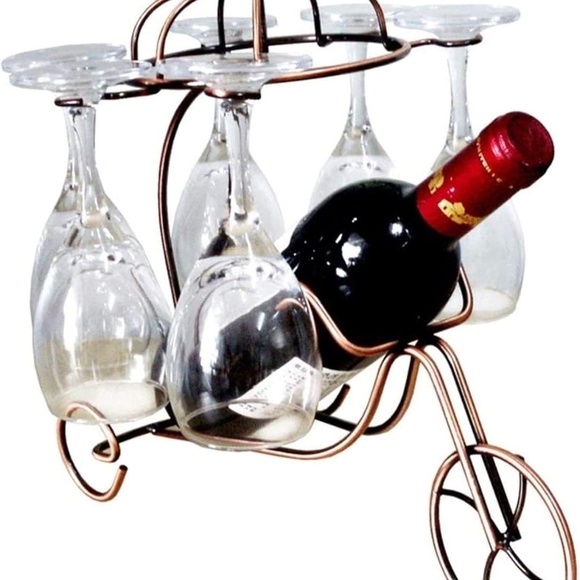 NWOT Temkin  Wine Rack Modern Iron Wine Glass Holder Metal  Chariot Wine Bottles - Picture 4 of 6